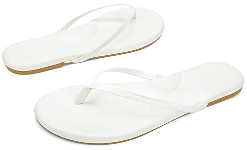 Image of INMINPIN Flat Flip Flops with Arch Support for Women - Memory Foam Flats Summer Sandals 2026 - Ultra Comfort Vegan Leather Thong Sandals Summer Beach Slide