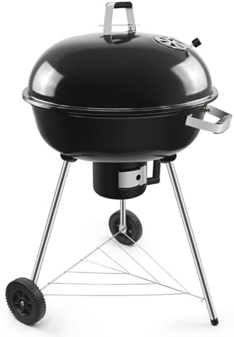 Barbacoa de carbón vegetal con tapa y ruedas, 54 cm de diámetro, ...