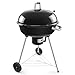 kisidus Charcoal BBQ Grill, Outdoor Barbecue Portable Kettle Coal with Wheels, 54cm Grill Area, Stand Ball Rounded Barbecue Grill Camping Garden Black