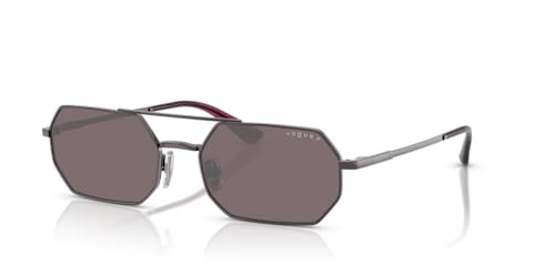 Vogue Eyewear Women's VO4329S Octagonal Sunglasses, Light Violet/Polarized Pink Flash Silver, 55 mm2