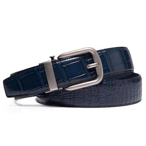 Men's Genuine Leather Ratchet Belt, Slide belt with Adjustable Automatic Buckle, 1.4" Wide Premium Leather2