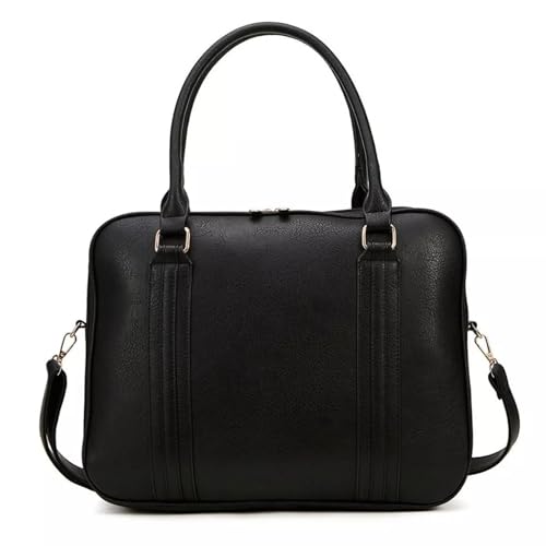 Bolsa Feminina Pasta Executiva para Notebook até 15.6” Reforçada Couro Ecológico para Trabalho, Reuniões e Dia a Dia (Preto)