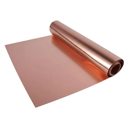 RiNTREE Versatile Copper Sheet for Crafting and Electrical Projects - 44 Gauge(0.05mm), 8in x 10ft, Waterproof & Heat-Resistant Copper Mesh Roll