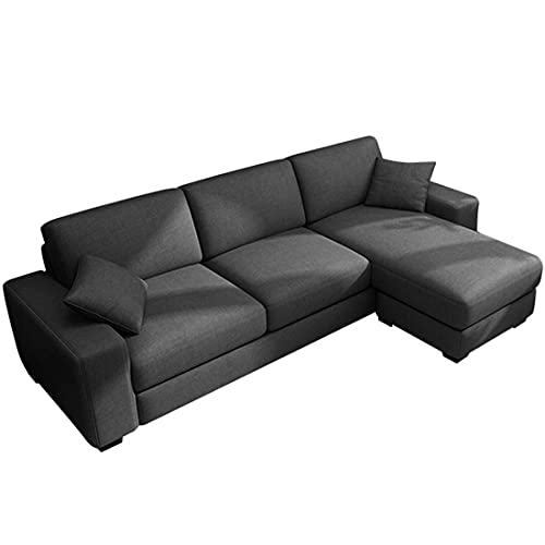 Image of CASASTYLE Adonoy 4 Seater RHS L Shape Fabric Sofa Set (Grey)