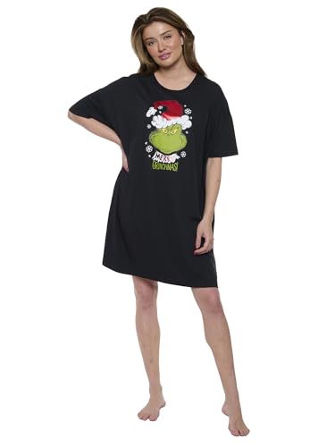 The Grinch Dr. Seuss Womens Sleepshirt (Black, One Plus Size)