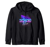 Aesthetic Retrowave Synthwave Vaporwave Sunrise Palm Trees Zip Hoodie