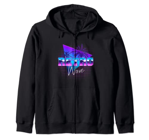 Aesthetic Retrowave Synthwave Vaporwave Sunrise Palm Trees Zip Hoodie