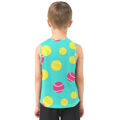 J JOYSAY Tennis Ball Pink Yellow Boys Tank Top Sleeveless Muscle Shirts Quick Dry Workout Sport Active Kids T-Shirts 3-15T3