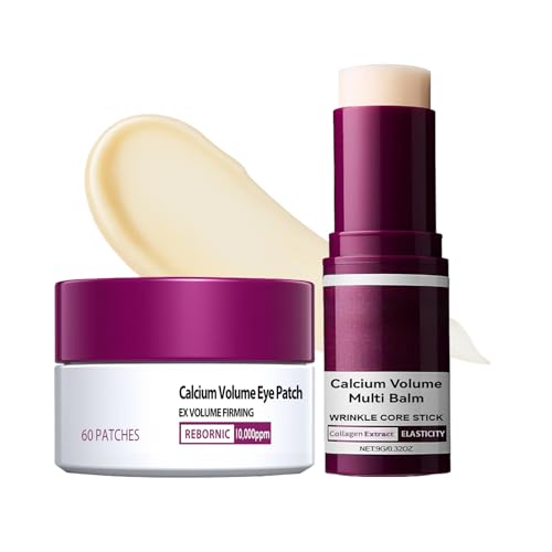 BeiBreeze Eye Care Duo – Calcium Multi Balm Stick + Hydrogel Under Eye Patches 60ea (30 Pairs), Hydrating & Smoothing Eyes Treatment, Gentle on Skin, Travel Friendly