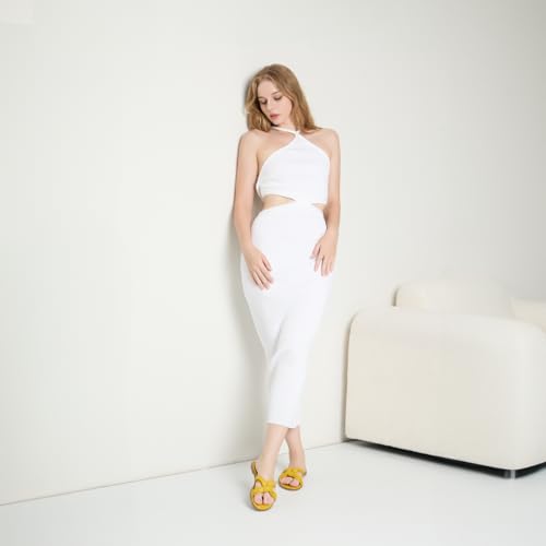 Women Dressy Sandals Strappy Knotted Slide Sandals Cute Comfy Open Toe Slip On Sandals4