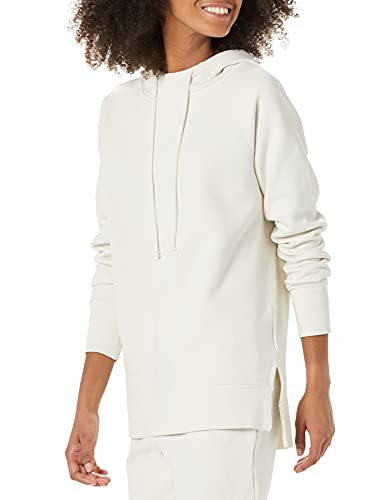 An Amazon Brand Goodthreads Women's Heritage Fleece Hooded Tunic, Cream, Medium