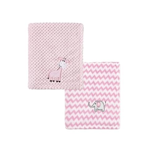 CREVENT 2 sztuki 75 cm x 100 cm słodkie, przytulne, puszyste, ciepłe kołdry dla niemowląt i małych dzieci, pościel, łóżeczko dziecięce, wózek dziecięcy – żyrafa + słoń