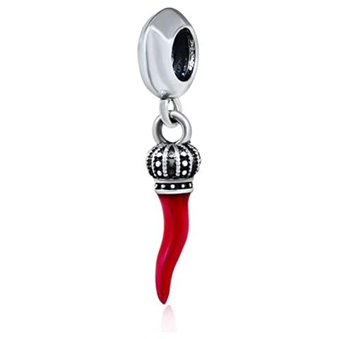 Red Horn Charm 925 Sterling Silver Crown Charm Red Pepper Charm Chilli Charm for Pandora Charm Bracelet Cover