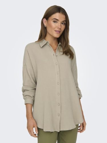 ONLY Damen ONLTHYRA Oversized Shirt NOOS WVN 15267998,Oxford Tan,S 3