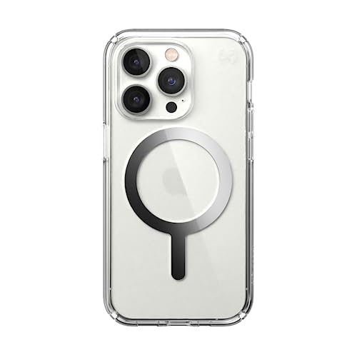 Image of Speck Clear iPhone 14 Pro Case - Drop Protection, Scratch Resistant, Dual Layer Slim Phone Case for 6.1 Inch iPhones 14 Pro - Built for MagSafe - Anti-Yellowing - Presidio Perfect -Clear /Clear /Silver