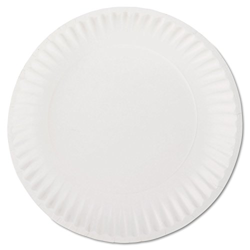 AJM Packaging PP9GREWH White Paper Plates, 9-Inch Diameter, 100/Bag, 10 Bags/Carton