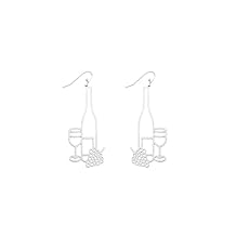 Artistry Wine Set Filigree Earring - Lightweight Gift, Fish Hook, Cutout, Stylish Elegant Wine Set - Silver, Base Metal