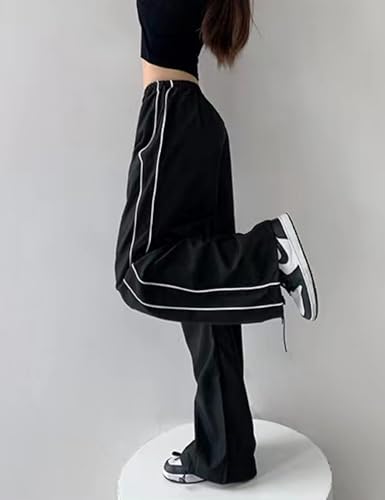 Womens Parachute Pants Y2k Baggy Wide Leg Track Pants Elastic Waist Jogger Sweatpants Hiking Pants Trousers ﻿3