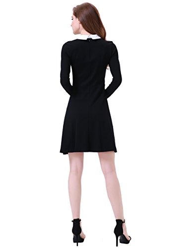 Aphratti Halloween Costumes For Women Long Sleeve Peter Pan Collar Casual Fit And Flare Skater Dress Black Xx-Large #TOP1