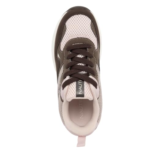 Nautica Youth Girls Fashion Sneakers Breathable Mesh Lightweight Athletic Walking Lace-Up Tennis Shoes, Jumar S, Brown Light Pink, Size 1 - image 4