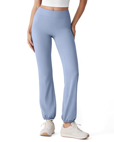 MOOSLOVER Women Quick Step Bubble Pants High Waisted Balloon Joggers Yoga Pilates Dance Casual Lounge Pants(M, Blue)