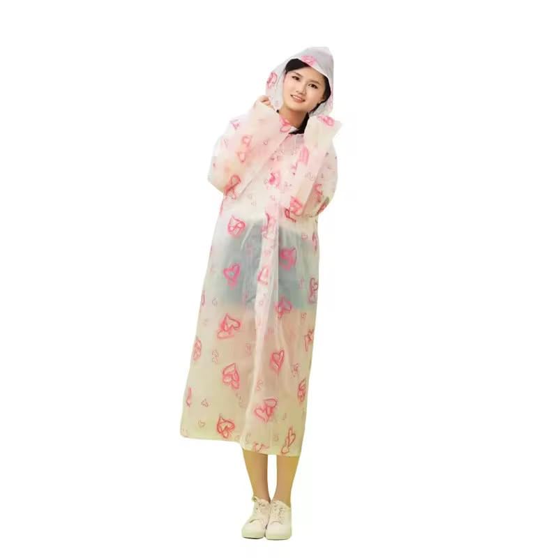 MOOLYAVAAN PRODUCTS Transparent Printed Hooded Raincoat – Lightweight Waterproof Rain Poncho for Women Below Knee-Length Rain Protection | Multicolor (PACK OF 1)-picture-36