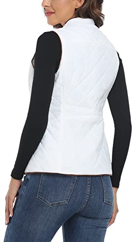 MISS MOLY Women's Padded Vest Stand Collar Zip Up Puffer Lightweight Quilted Vest Beige L - image 5