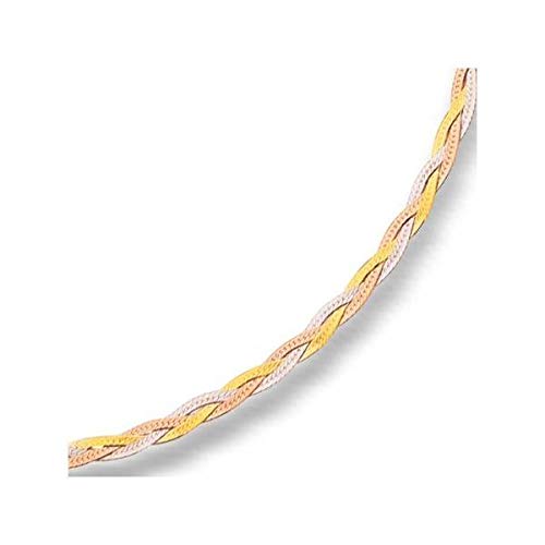 Bracciale a maglia intrecciata, 3 tonalità, colore: Rosa/Oro/Grigio Argento 925/000