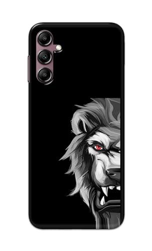 Image of Plastic Printfidaa Printed Hard Back Cover Case For Samsung Galaxy A14|A14 5G Back Cover (Angry Lion) -112,Black