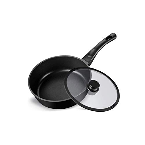 Cacerola negra, fondo profundo, gran capacidad, sartén antiadherente, boquilla bidireccional, suministros de cocina fáciles de limpiar