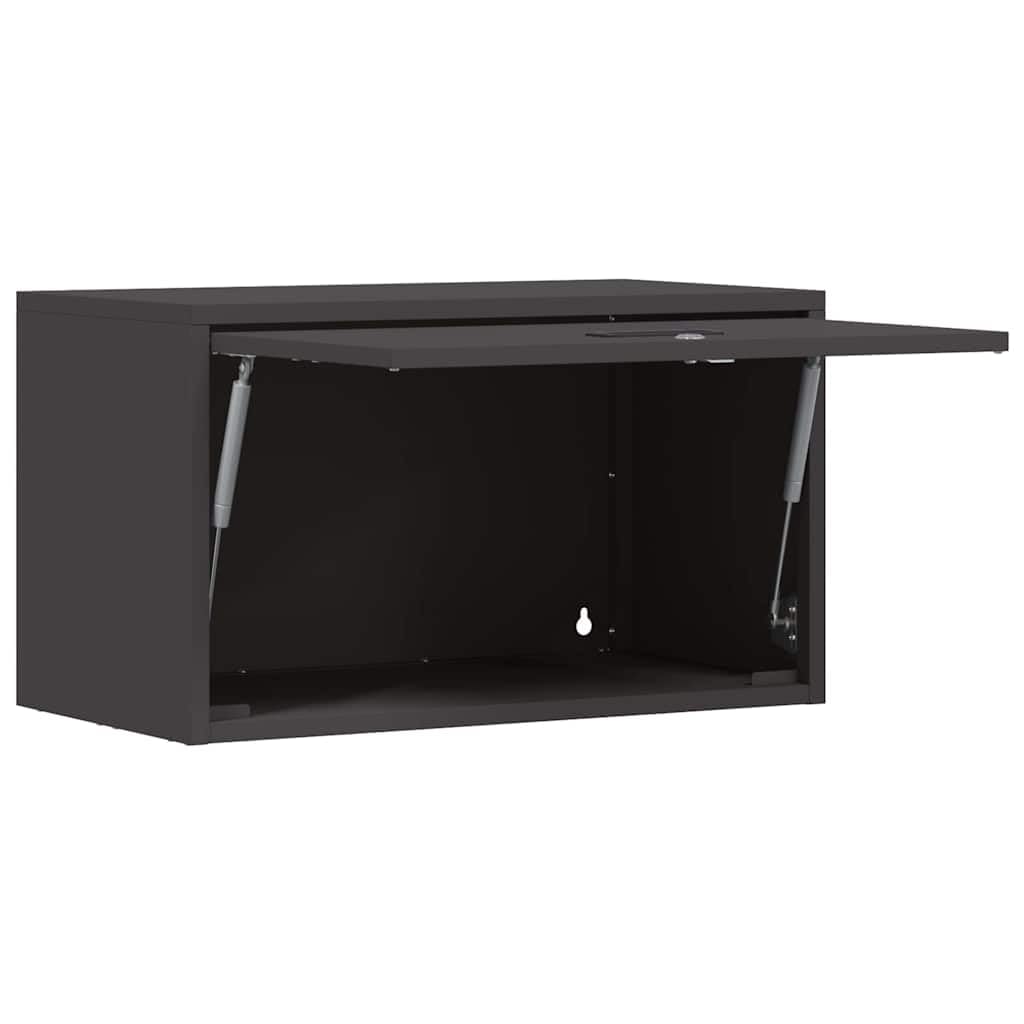 Armadio a muro per garage nero in acciaio verniciato 60 x 33 x 35 cm con porta a filo, chiusura a catenaccio, montaggio a parete salvaspazio ideale per organizzazione e sicurezza