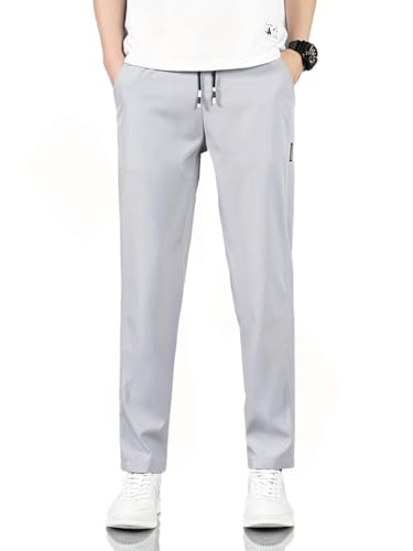 Image of TAGDO Men's Loose Fit Solid Color Polyester Drawstring Sports Pants - Casual, and Comfortable for Outdoor Activities (5186)