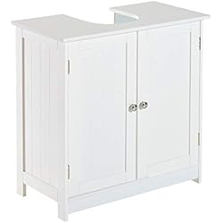 Mueble Fregadero 60 Cm HOMCOM Mueble para Debajo del Lavabo o Fregadero Armario de Baño de Madera Armario de Almacenaje 60x30x60cm Blanco