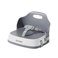 UBRAVOO Portable Booster Seat for Dining, Travel High Chair with 3-Point Harness and 2 Adjustable Straps, Washable Baby Food Chairs 6 Months Plus Sitting Up(Grey)