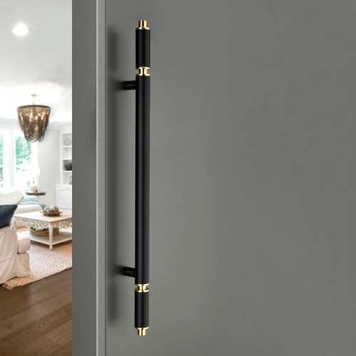 Image of LAPO Main Door Pull Handle 34 Inch | Stainless Steel Heavy Duty Door Handle with Black Finish | Hole to Hole Size 24 Inch | Premium Entrance Handle for Homes & Offices | 3 Years Warranty