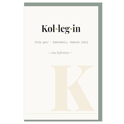 GLOWEN DESIGNS XXL Grußkarte A4 | The Definition Series | Witzige Definition | Abschiedskarte Kollege Kollegin Ruhestand Abitur Jubiläum | inkl. Umschlag | 400g Premium-Karton (Kollegin)