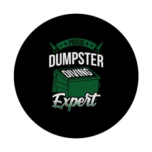 Proud Garbage Diver Fun Trash Bin Dive Dumpster Diving Humor PopSockets Swappable PopGrip, Black - Image 3
