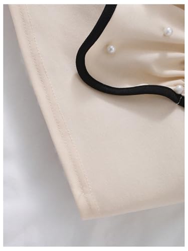 Image of OYOANGLE Girl's Pearl Beaded Asymmetrical Tank Top Ruffle Trim Sleeveless Crop Tops