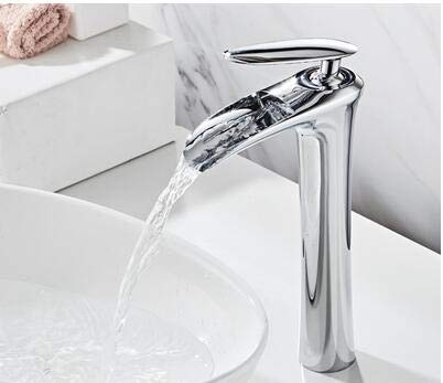 Robinet de lavabo cascade noir mitigeur de salle de bain eau chaude froide laiton