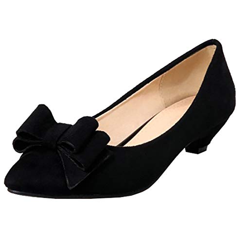 MAVMAX Women's Kitten Heel Pointed Toe Pumps with Bow Comfortable Shoes