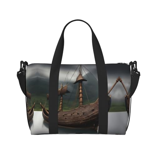 Viking Boat Women Travel Duffel Bag, Large Weekender Carry-On Tote, Gym Workout Bag,Mommy Hospital Bag