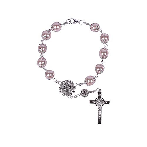 12 Pcs Catholic First Holy Communion Glass Pearl Rosary Bracelet with Gift Bag Fully Catholic