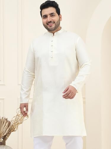 Image of SOJANYA Plus(Since 1958), Men's Silk Blend Self Design ONLY Long Kurta