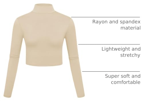 Image of Kindcall Lightweight Mock Turtleneck Crop Tops Long Sleeve Casual Base Layer for Women