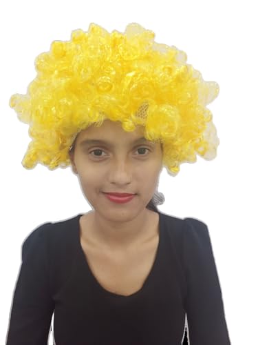 Image of BookMyCostume Buy Yellow Curly Hair Wig Unisex Adult & Kids Fancy Dress Costume Accessory
