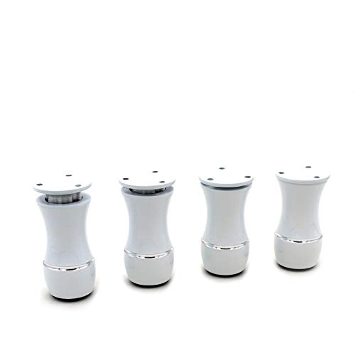 Tueascallk 3.1\"-3.5\" Adjustable Heavy-Duty Aluminum Furniture Legs, Cabinets/Tables/Chairs/Sofa Feet, with Non-Slip Transparent Rubber Base, White, Set of 4 - Thumbnail 6