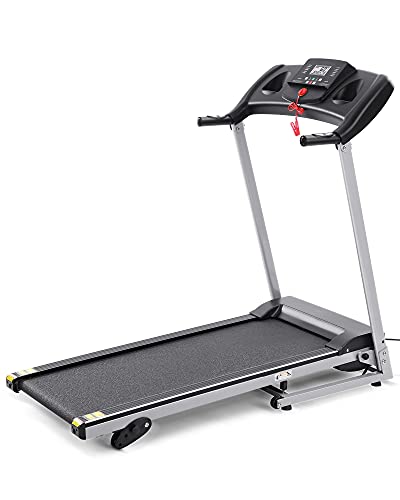 Electric Treadmill Foldable Treadmill 17" Wide Running Machine 3 Levels Manual Incline 1.5 HP Power 12 Preset Program Easy Assembly Max Speed 7.5MPH with Large Display & Cup Holder for Home Use