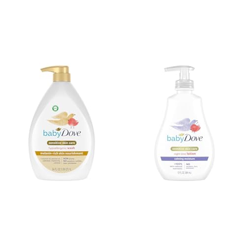 Baby Dove Sensitive 34oz Wash & 13oz Lotion Bundle for Melanin-ri...
