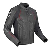 BERING Radial Giacca in pelle/tessuto da moto, nero/rosso, 2XL