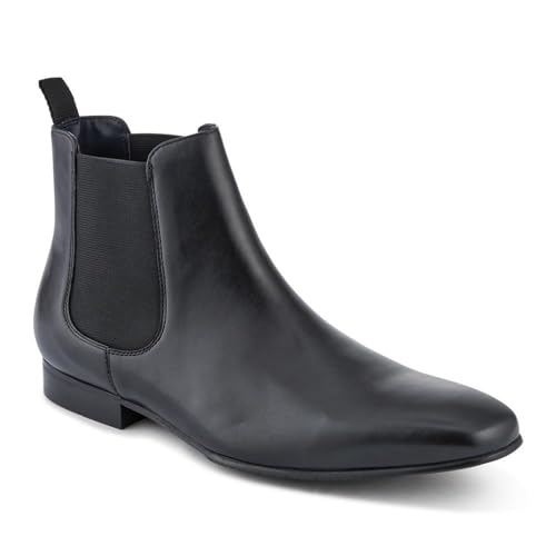Jones Bootmaker Mens Leather Pointed-Toe Chelsea Boots Black Size 8